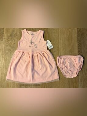 Carter's Girl's Size 12 Months  Light Pink Unicorn Dress With  Matching Bloomers